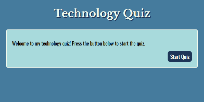 Screenshot of Technology Quiz App built by George